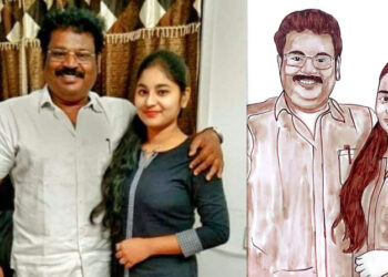 தனது இரத்தத்தால் தந்தையை வரைந்த மகள்!